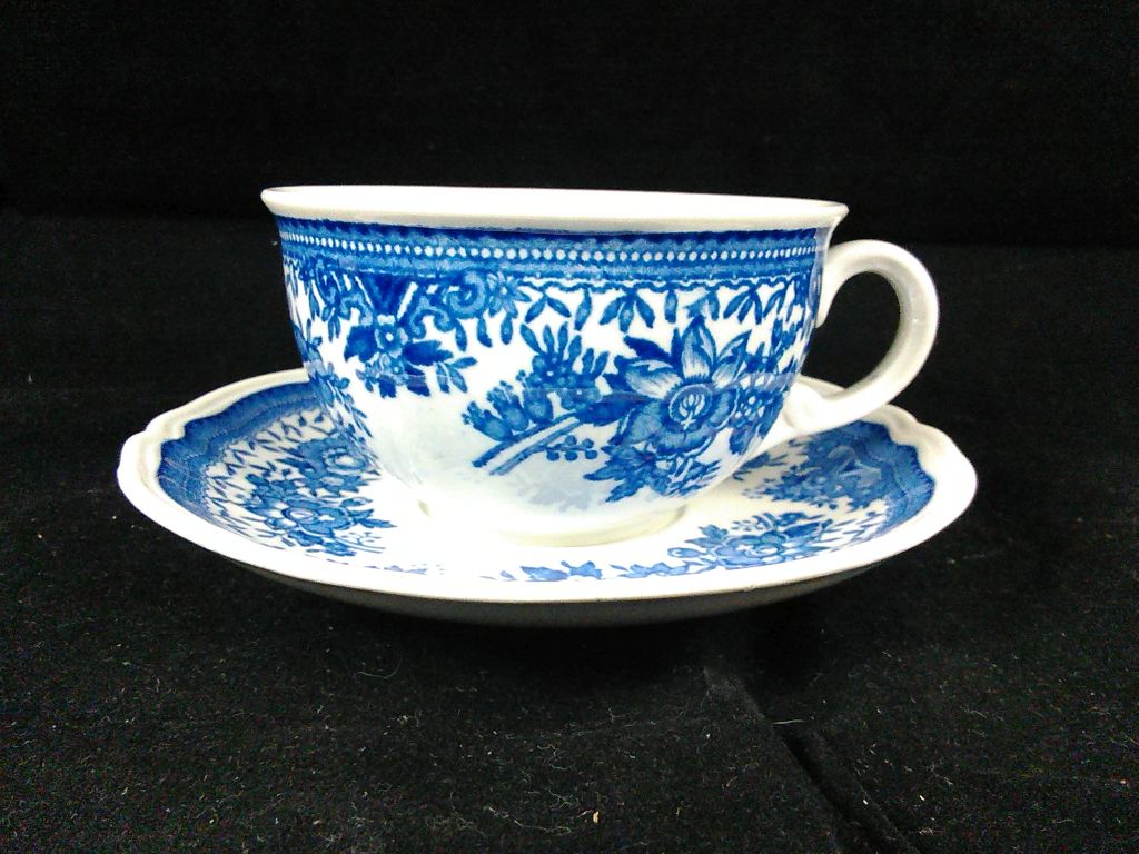 Teetasse mit Unterteller Fasan blau