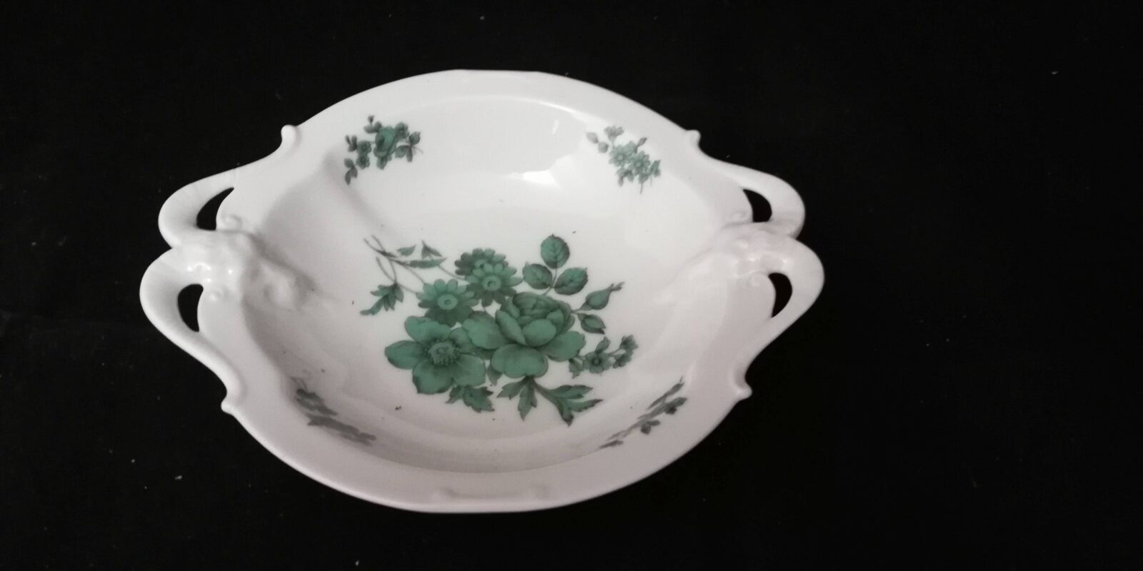 Schale mit Griffen 16,5 cm Rosenthal grüne Blume