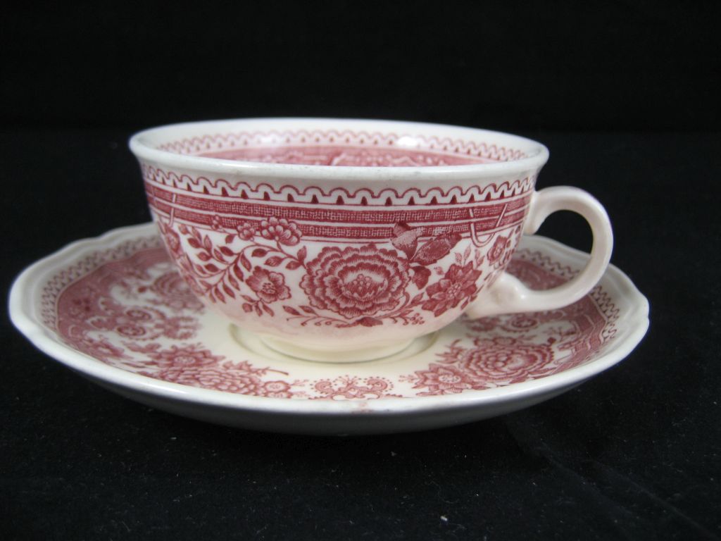 Teetasse klein mit Unterteller Burgenland rot